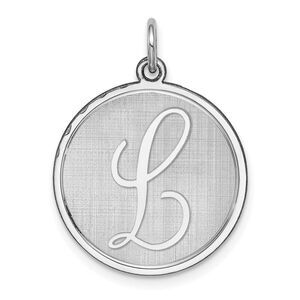 Sterling Silver, Makayla Collection, 20mm Disc Initial L Pendant